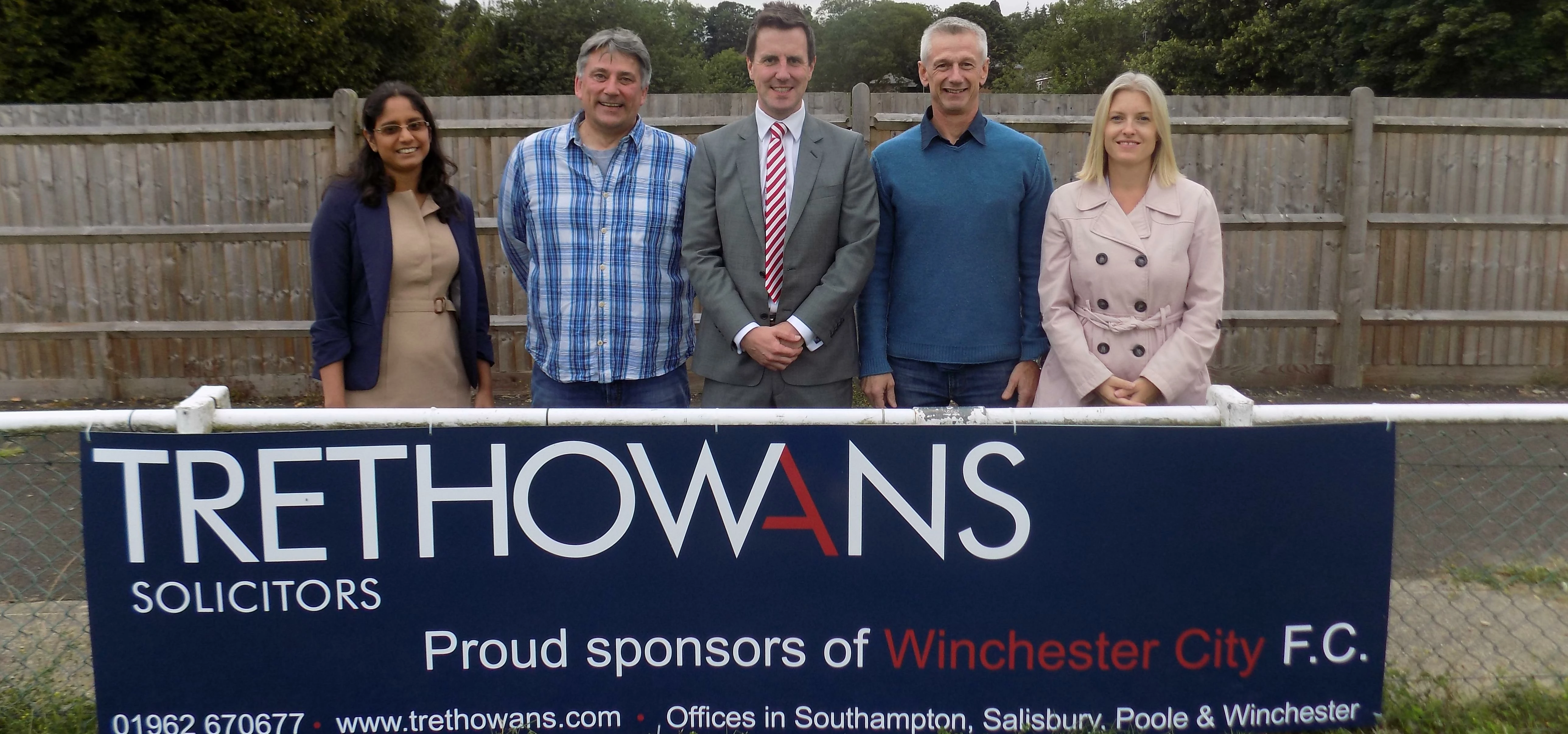 left to right: Mihiri Gajraj, Andrew Mercer, Neil Wilson (Winchester City Football Club), Chris Whit