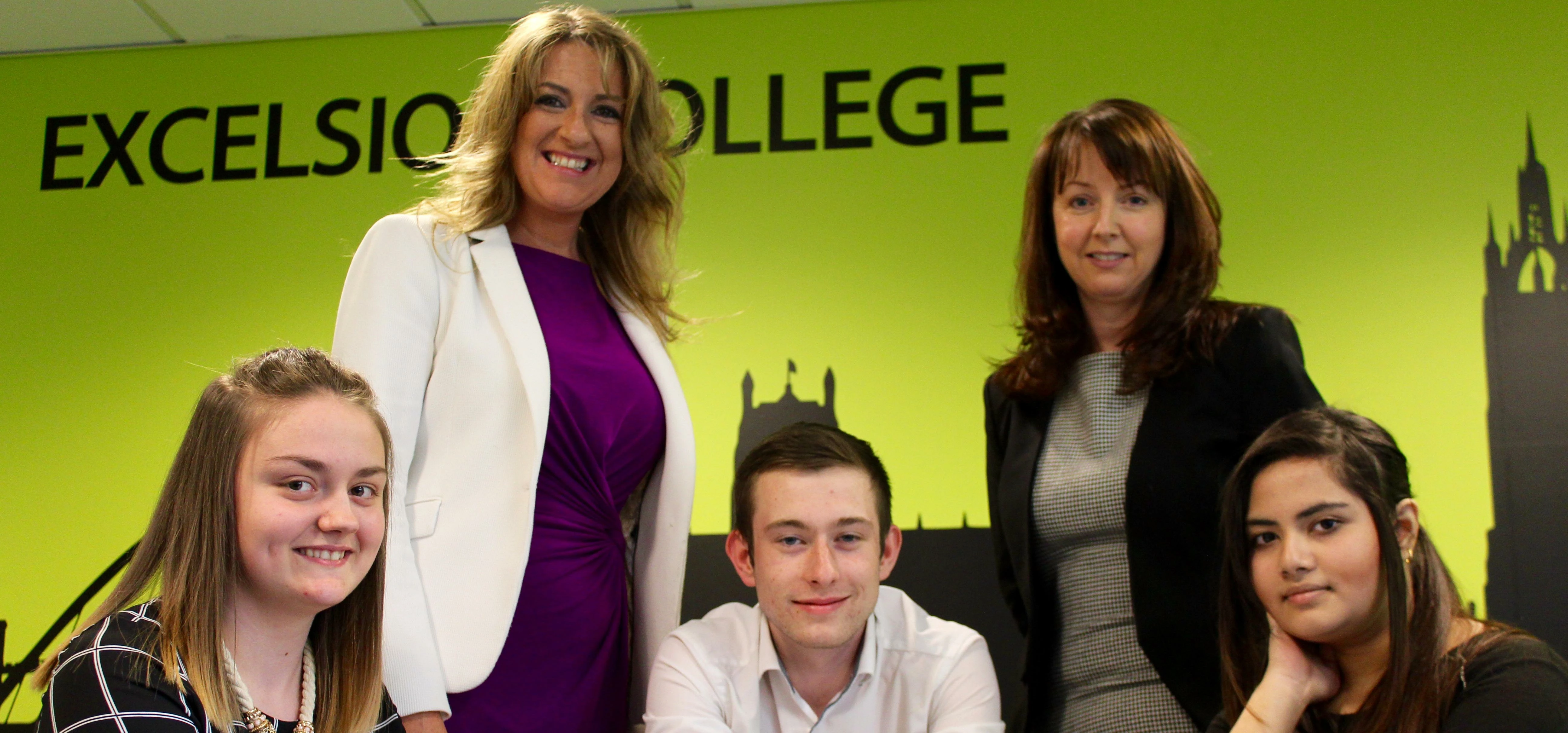 Excelsior College Principal Claire Goodwill (back left) with work experience co-ordinator Lynne Barb