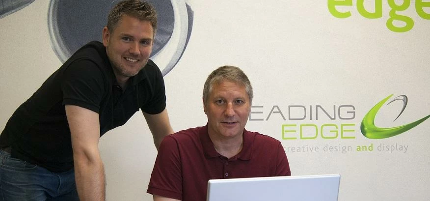 L-R Nathan Bromby, Mac Artworker, and Michael Nicholl, Creative Designer at Leading Edge.
