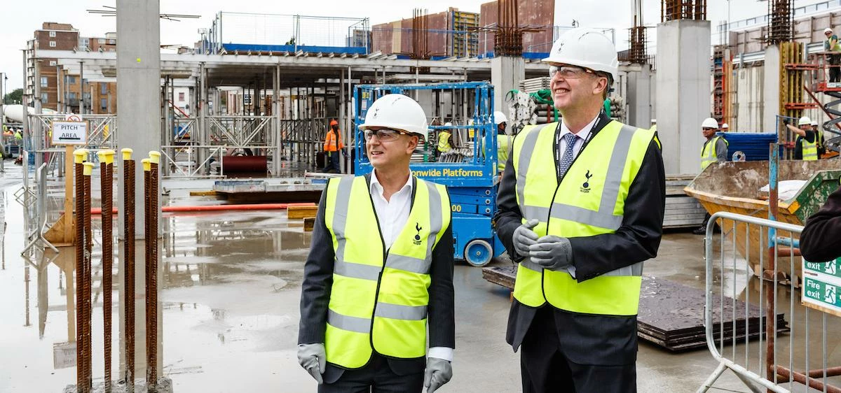 Daniel Levy (left) on-site with the NFL's Mark Waller