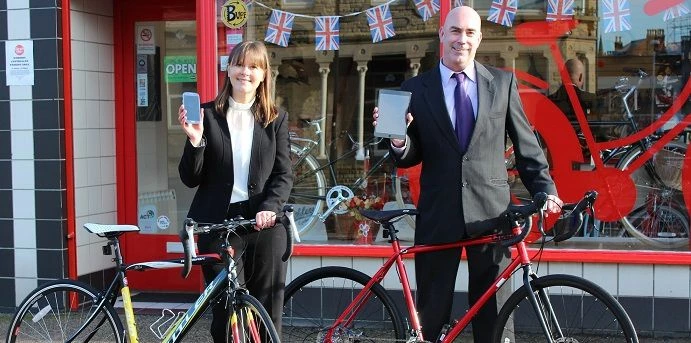 Cath Blakey of Harrogate's The Fuse, and Chris Baxter of Catalyst Mobile in Pateley Bridge