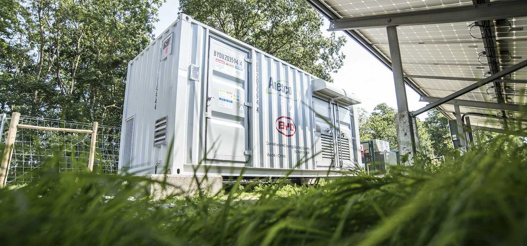 A battery storage unit installed by Anesco