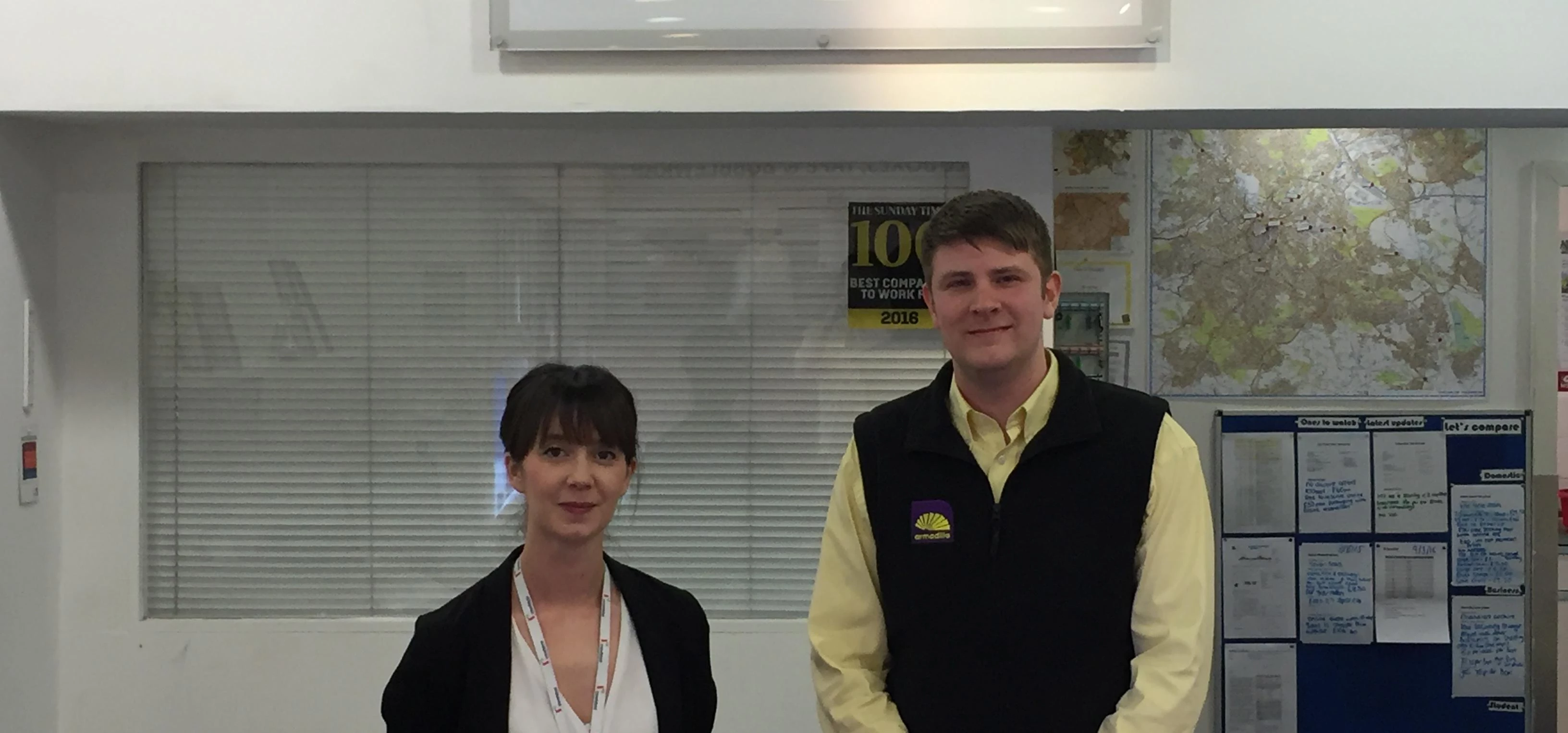 Ruth Gage with Daniel Green of Armadillo Self Storage in Sheffield