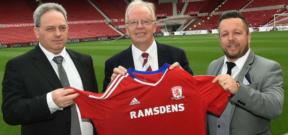 Cornerstone directors John Storey (left) and Chris Petty (right) with Middlesbrough FC’s chief opera