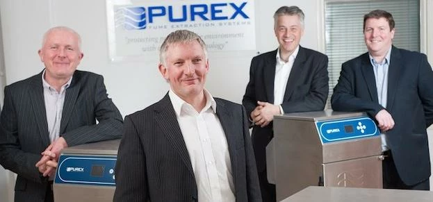 (L-R) Andy Easy and Trefor Jones from Purex International with Paul Trudgill from hlw Keeble Hawson 