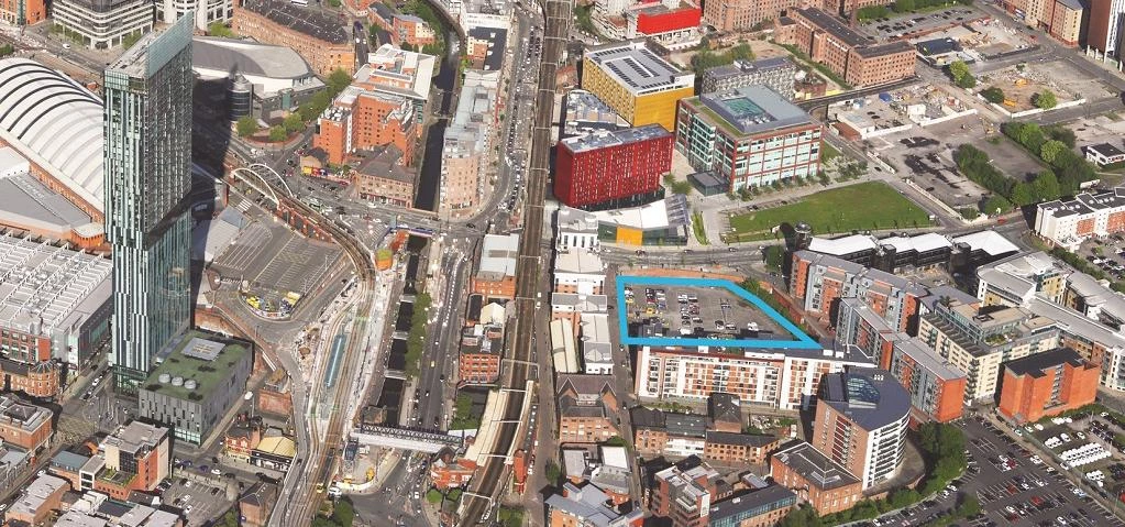 An aerial shot of the development site