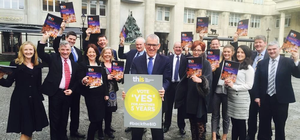 BID CEO Bill Addy (pictured centre) with business leaders from Liverpool's commercial district