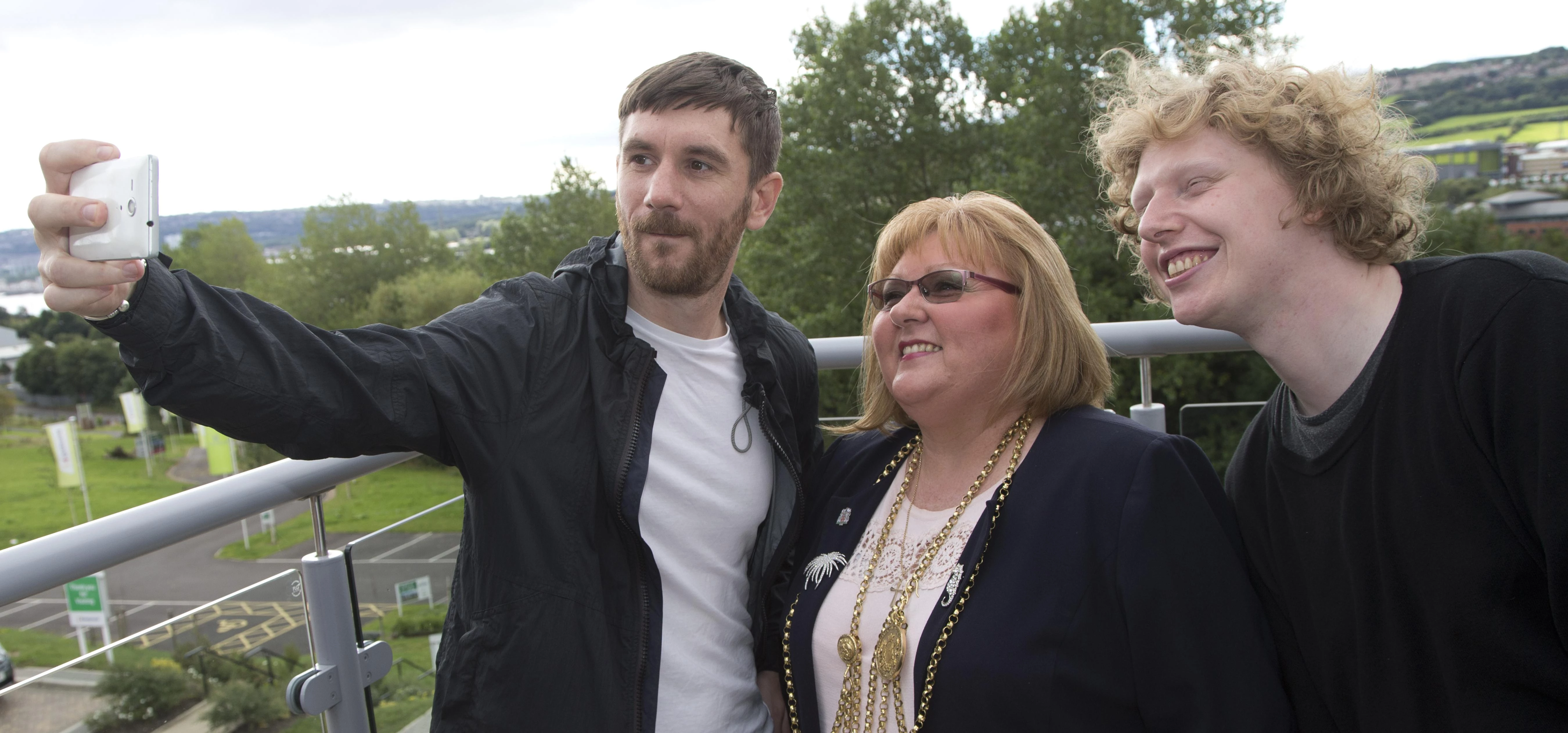 Aaron Guy (left) and Robert Parkinson joined Lord Mayor Hazel Stephenson at the launch of the projec