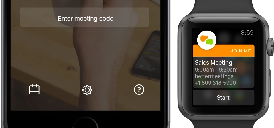 join.me is fully compatible with the iOS range, including the Apple Watch