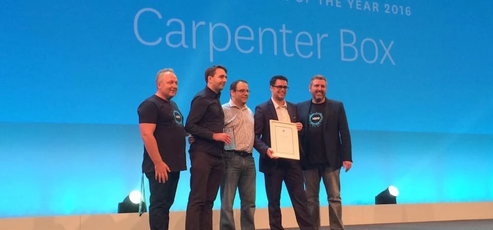 Carpenter Box receiving their award at the Xerocon Awards in London.