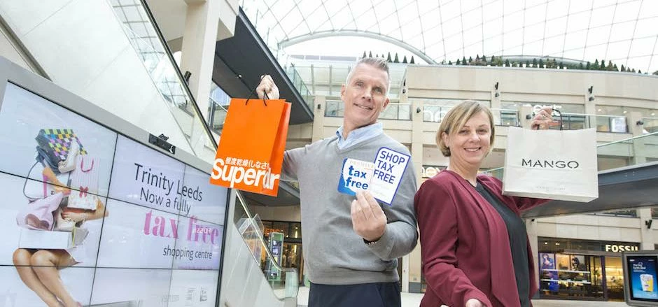 David Maddison, General Manager at Trinity Leeds, and Jennifer Young, Head of VisitLeeds, inside Tri