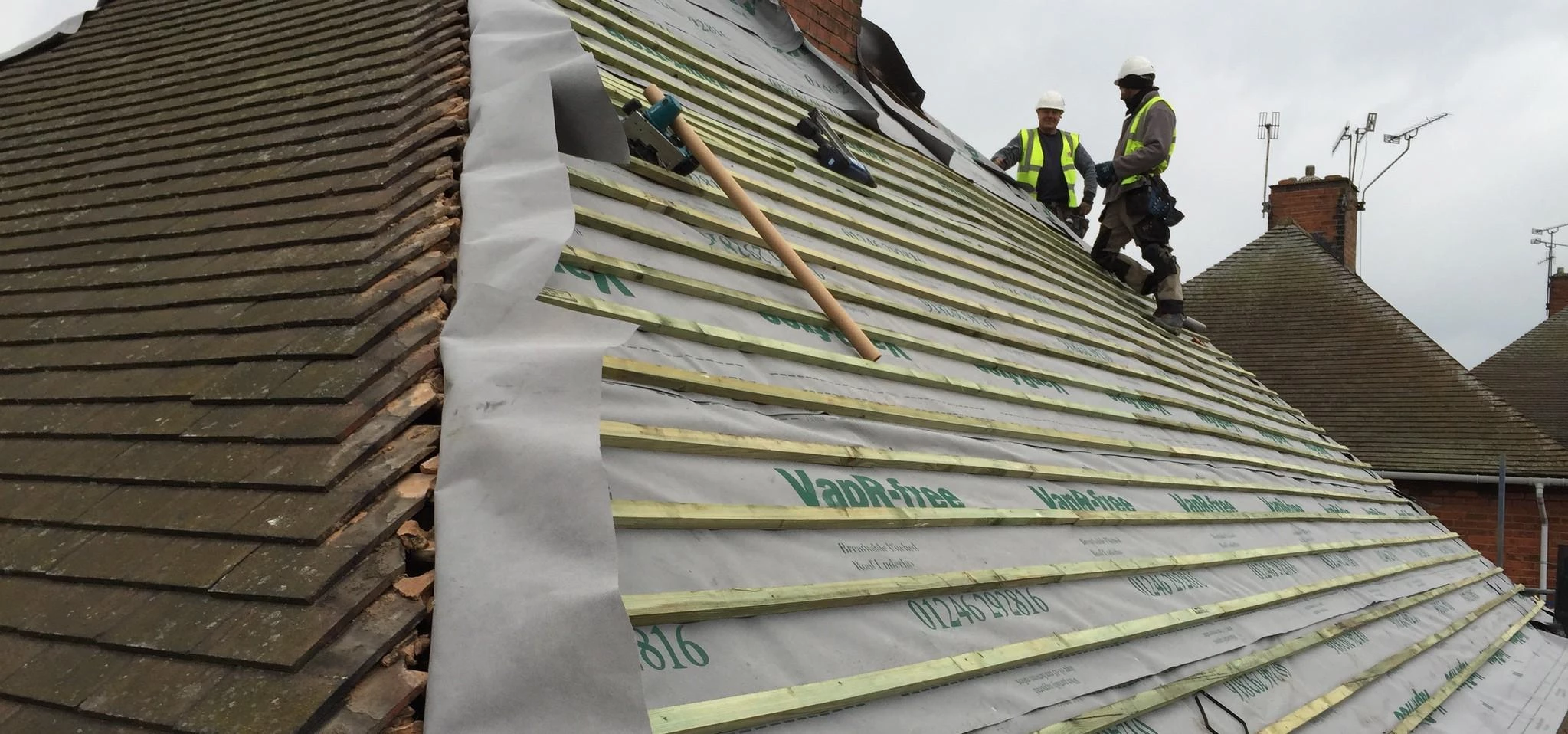 Martin-Brooks' roofing experts working on the Chesterfield Borough Council properties at Barrow Hill
