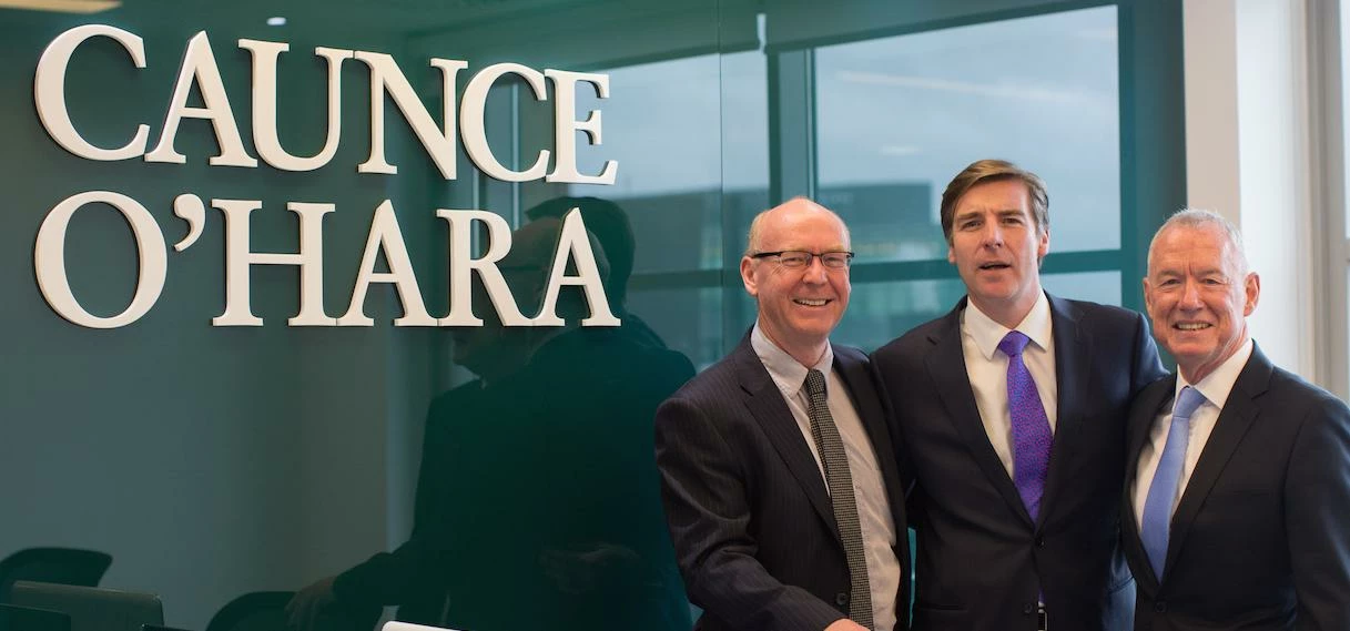 L-R: Founders Martin O’Hara and Chris Caunce with managing director Stephen Darcy