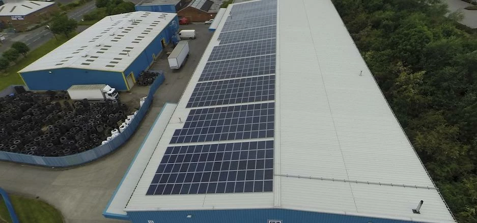 Rooftop view of the Bignall Group's solar photo-voltaic energy system.
