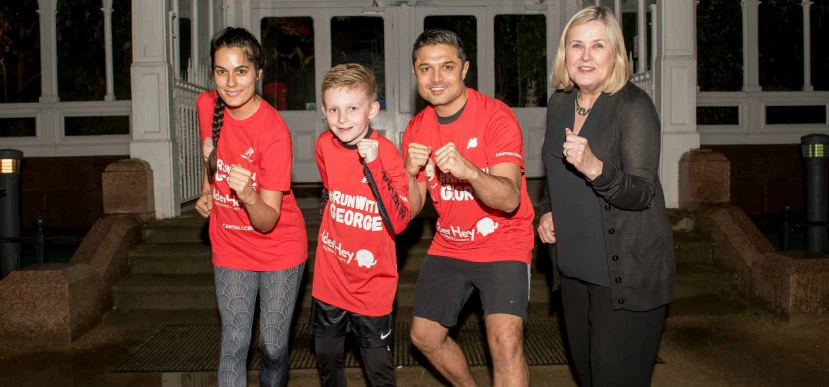 Amrit Maghera, George Mathias, Personal Trainer Maziar Ajtar and Senior Events Manager at Sefton Par