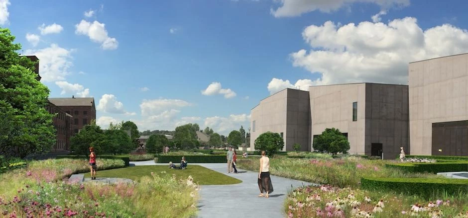 CGI of The Hepworth Wakefield Riverside Gallery Garden.