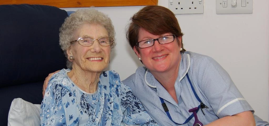 Nurse Jane McVittie with a patient from St. Clare's Hospice