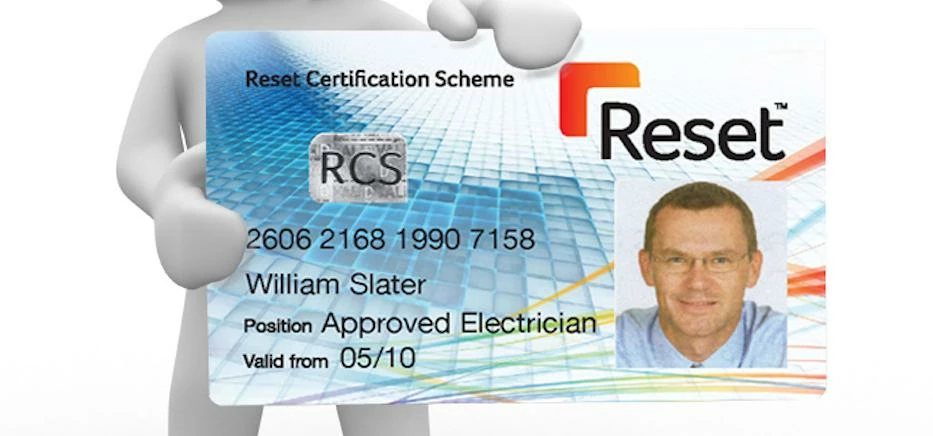 A card from the Reset Certification Scheme. 