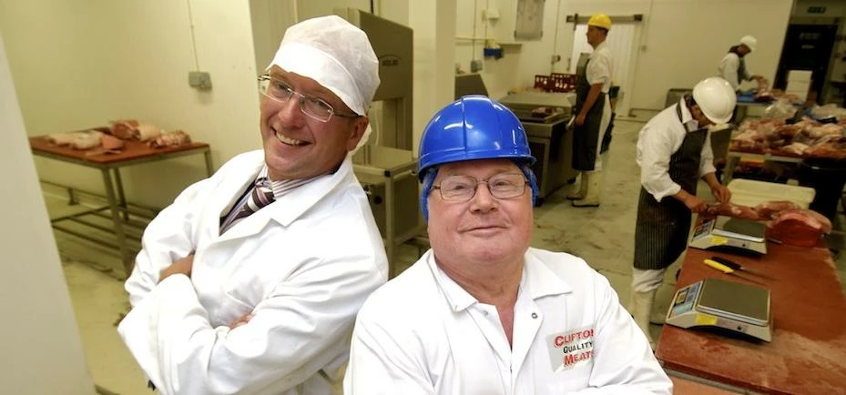 Andy Nurse, Yorkshire Bank and Bill Abbey, factory manager. 
