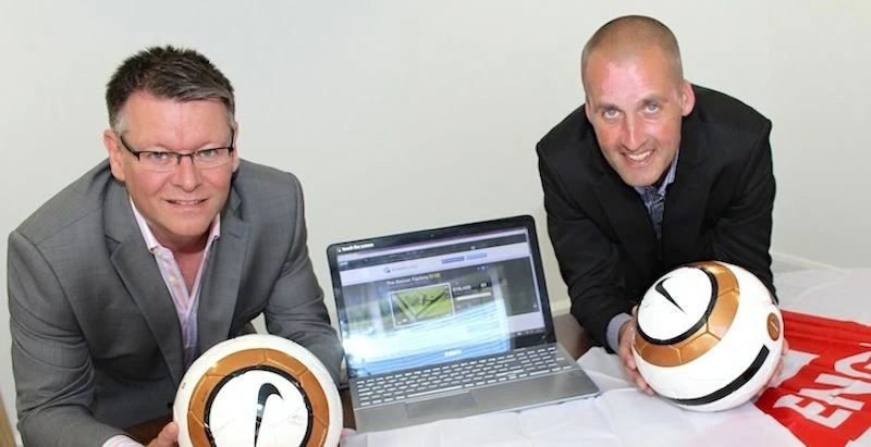 GrowthFunders founder Craig Peterson (left) with Soccer Factory managing director Dan Lewis
