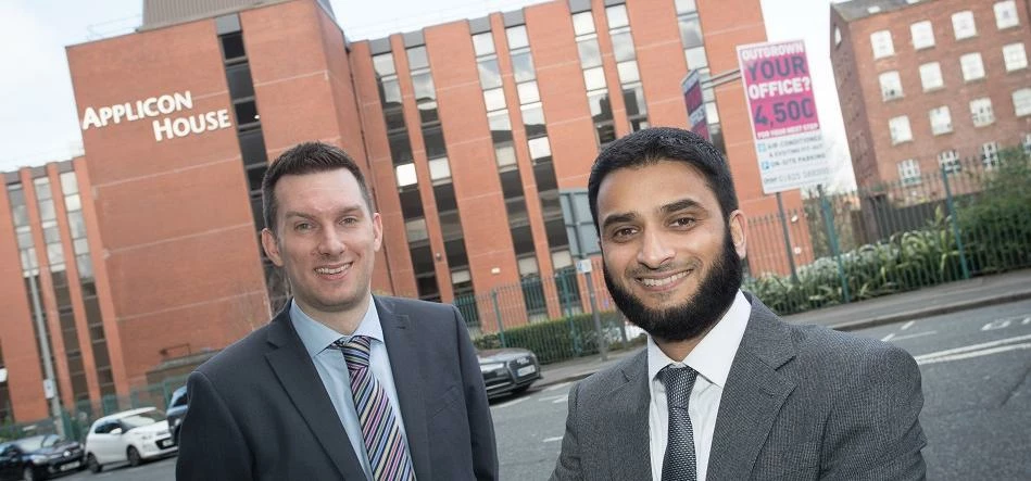Rhys Owen (left) with Cassim Bham of Acuma Solutions in Stockport