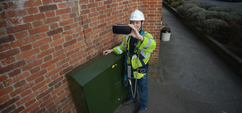 Openreach trainee Sam Last with VR headset