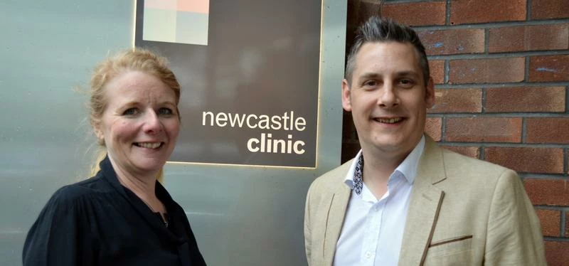 Image caption: Karen Dearden, left, from Newcastle Sports Injury Clinic, and Shaun Fryer, Managing D