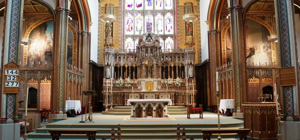 The stunning altar at St Peter's Church, Stonyhurst