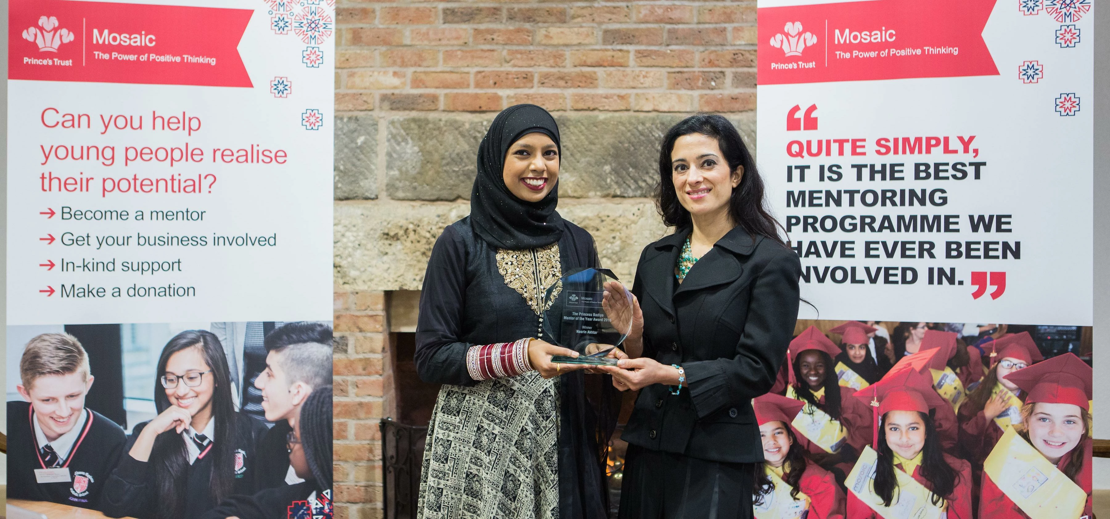 Nasrin Akhtar (left) was presented with the Mentor of the Year award by HRH Princess Badiya bint El 