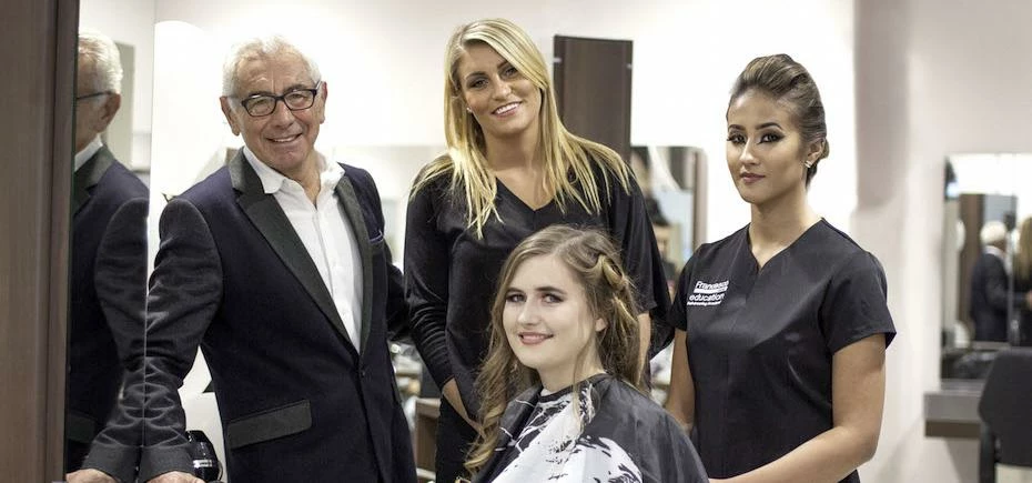 Francesco Dellicompagni founder of Francesco Group, academy manager Lynsey Hindhaugh, hairdressing m