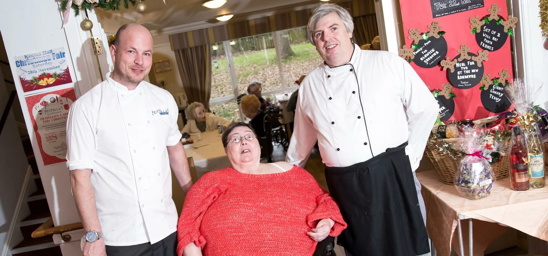 Fratello's Steve Keys, Kenton Care Home resident Betty Anderson and Fratello's Bryan Stewart