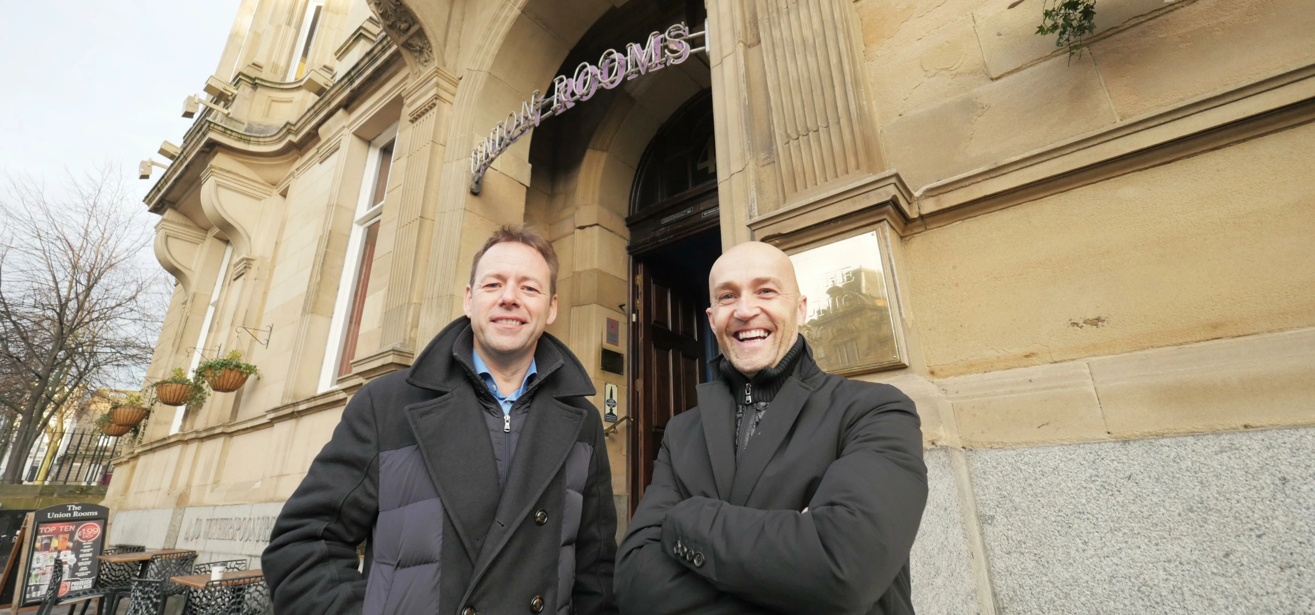 Andrew Ward, the new owner of Union Rooms and Peter Bradley of Bradley Hall.