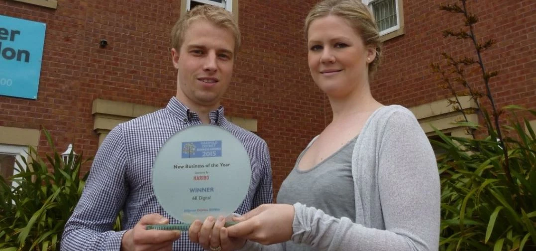 Paul Brown and Kate Livesey of 6B Digital with the company's New Business of the Year Award