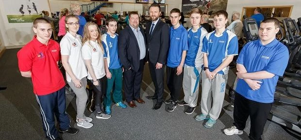 Preston’s College students with Danny Delvard, operations manager at South Ribble Community Leisure