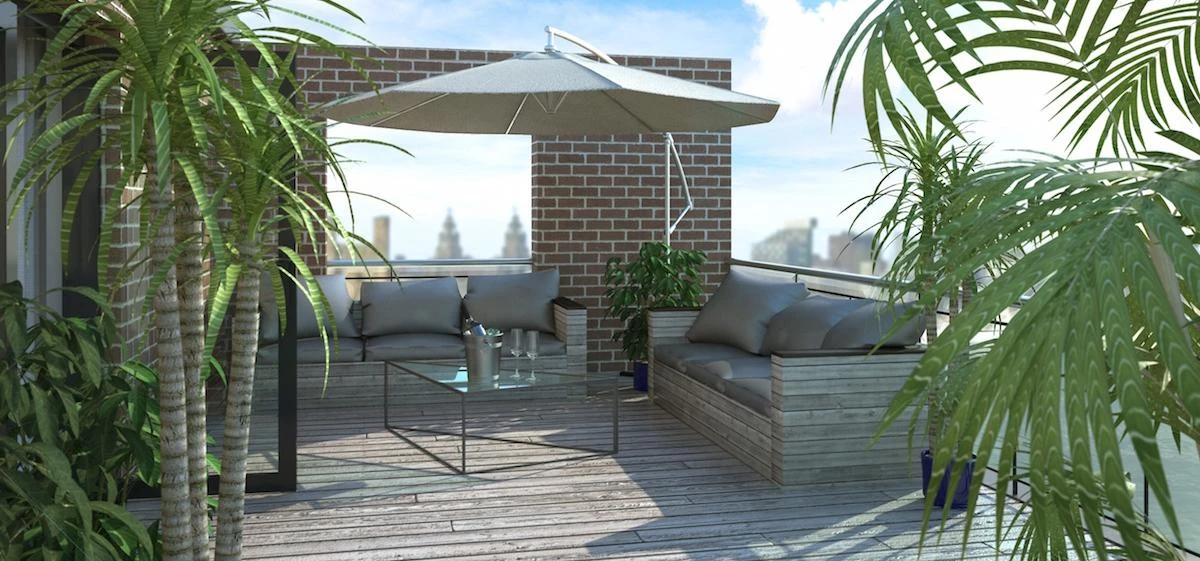 A CGI of one of the balconies at St James Court