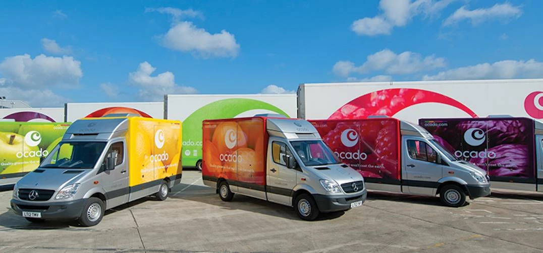 Ocado's delivery fleet.