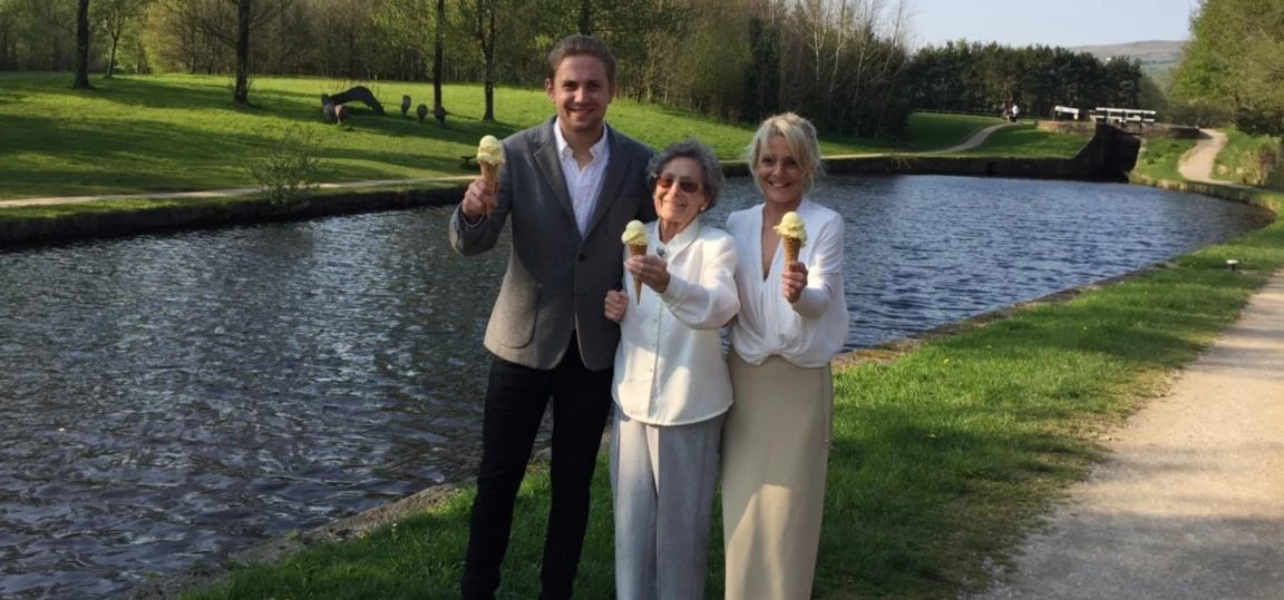 The Scholes family at their idyllic, canal-side cafe