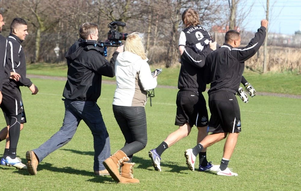 Julie Stout filming for NUFC