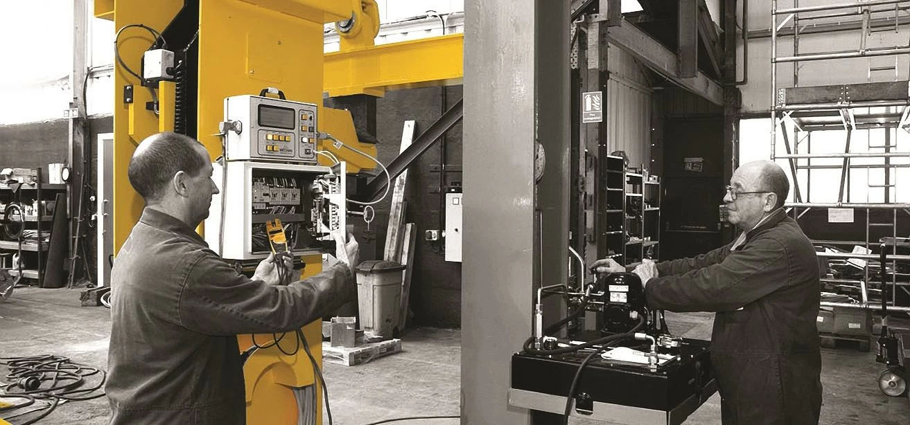 Mechan's jacks, similar to those supplied to Network Rail, undergoing factory testing.