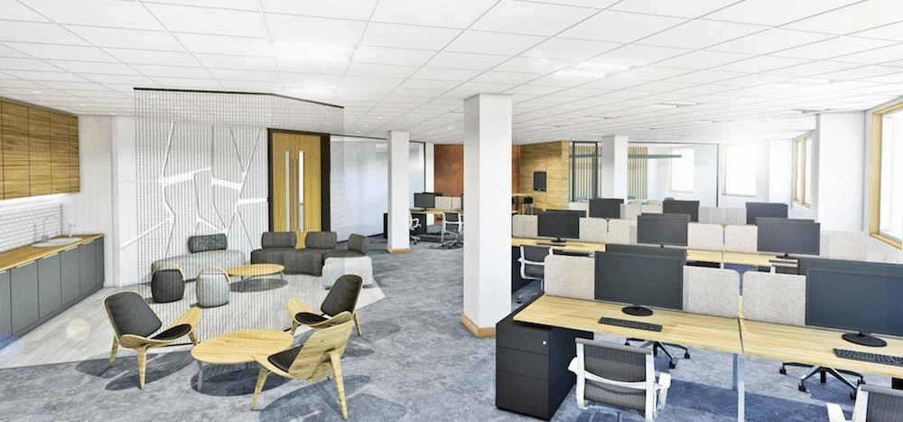 A CGI of the workspace for smaller businesses