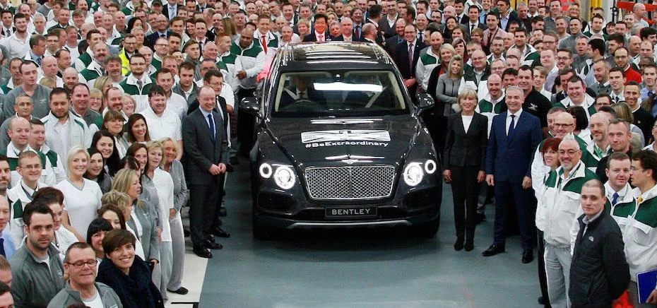 The first Bentley Bentayga as it rolled off the production line