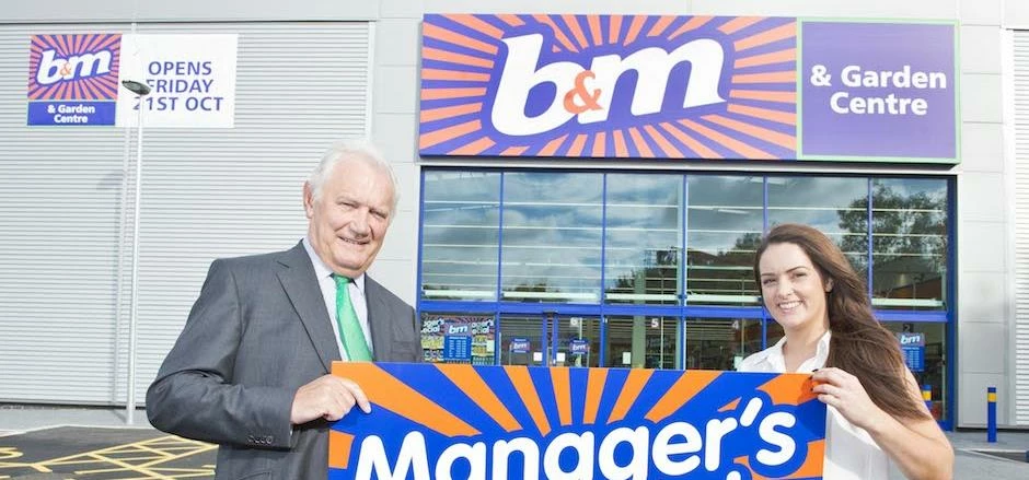Barry Gregory, Chairman of Gregory Property Group, with B&M’s Manager Kelly Mather.