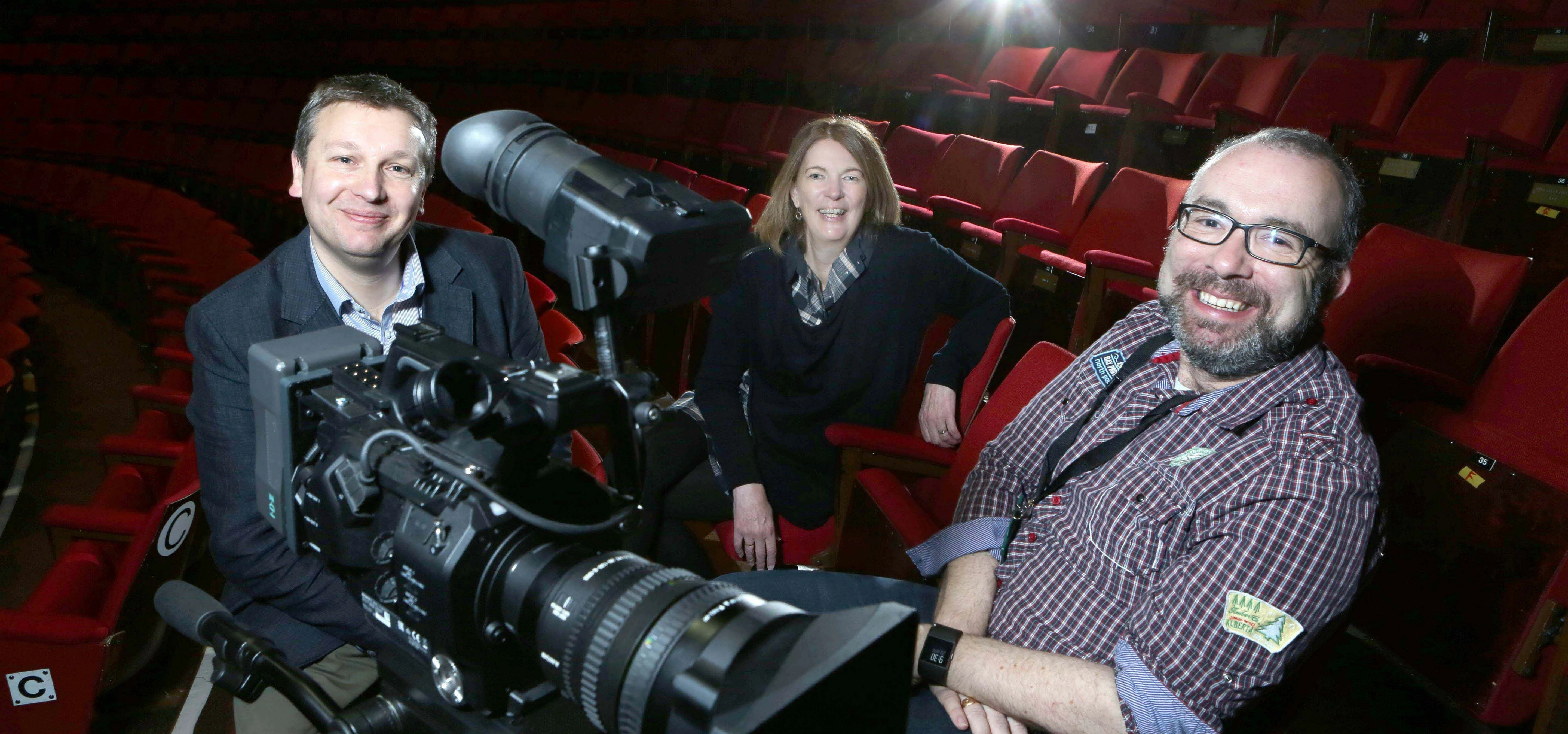 Richard Knew, Knew Productions (left) with Clwyd Theatr Cymru sponsorship manager Annie Dayson and f