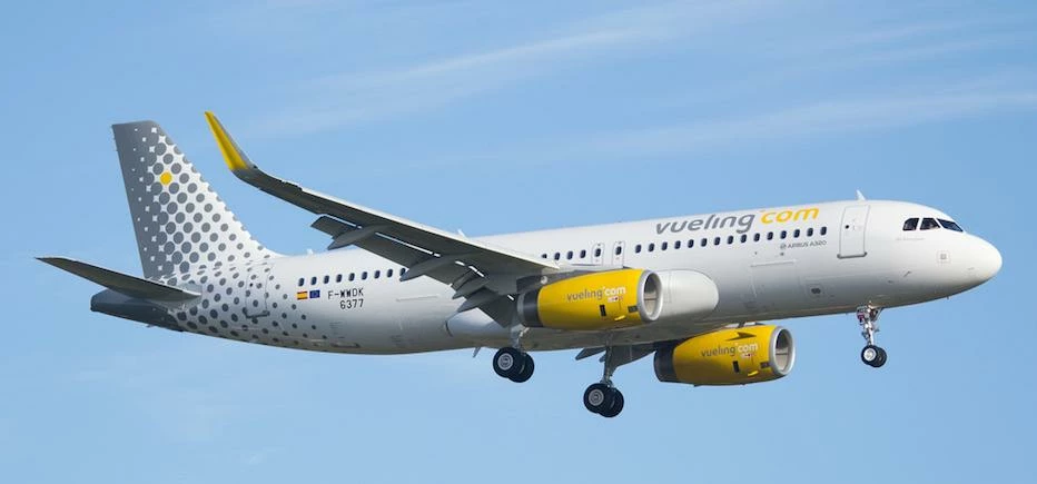Vueling A320 Aircraft which will operate the Barcelona to Leeds Bradford route.