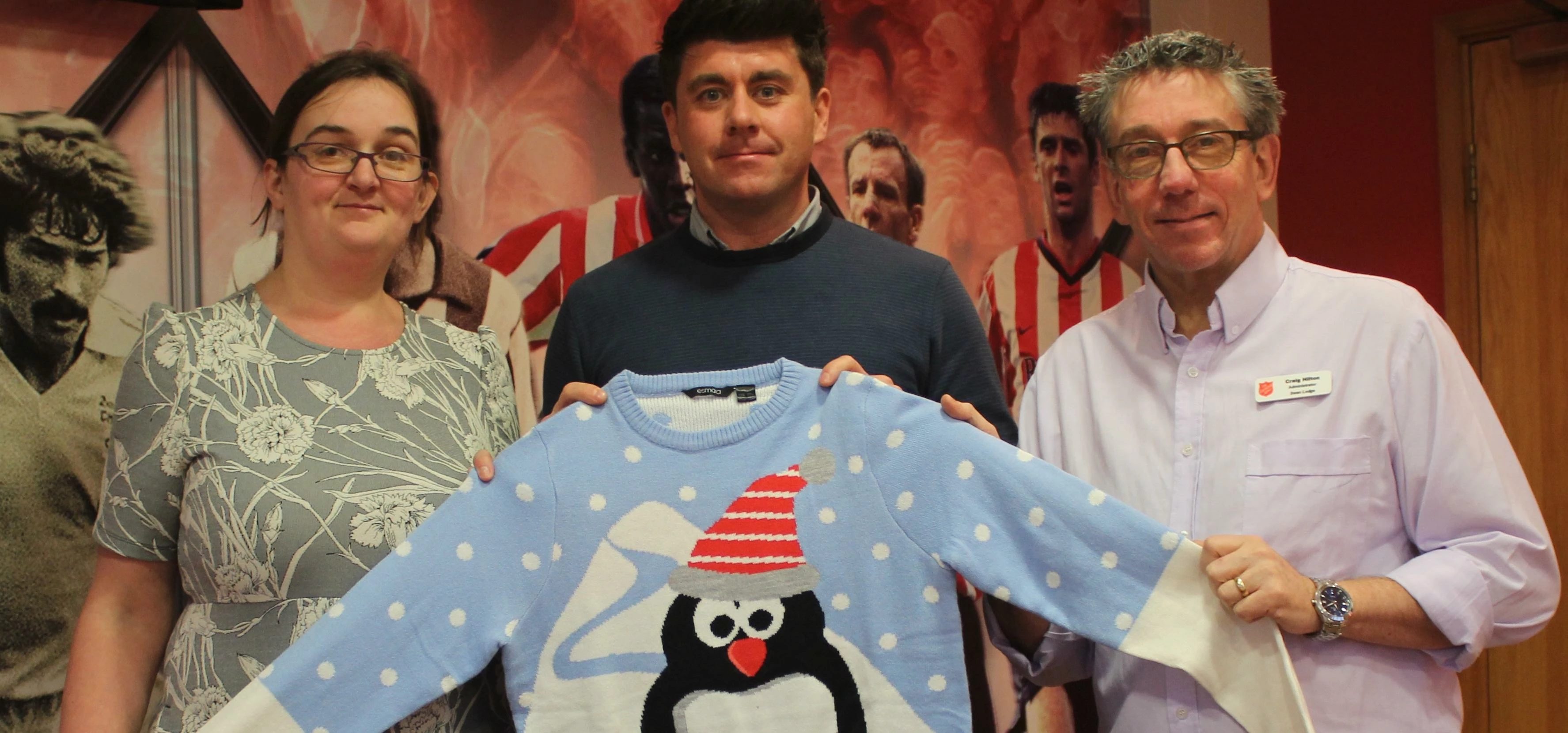 Gary Hutchinson with Salvation Army’s Craig Hilton and Sonia Ritchie
