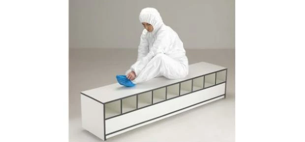 A new Trespa step-over bench from Connect 2 Cleanrooms.