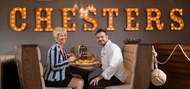 NatWest relationship manager Julie Jones with Chris Ioannides for Chester’s Restaurant