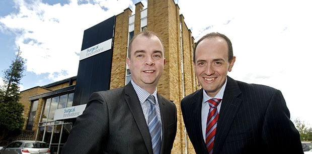 Yorkshire Bank's Steve Roe and Surgical Innovations Mike Thornton at SI's headquarters in Leeds
