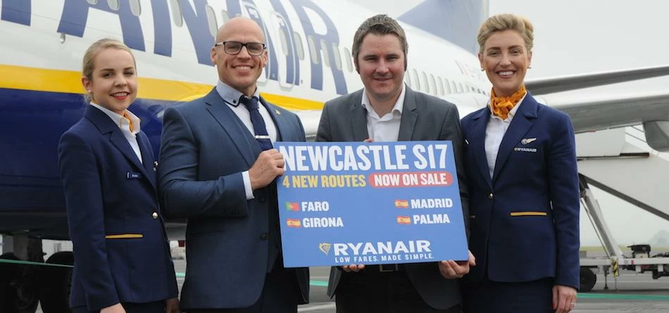 Robin Kiely, Ryanair’s Head of Communications, and Leon McQuaid, Newcastle Airport’s Aviation Develo