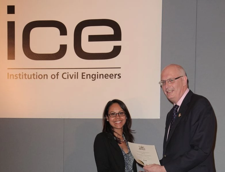 Steena Nasapen-Watson receives her membership from ICE President Professor Barry Clarke
